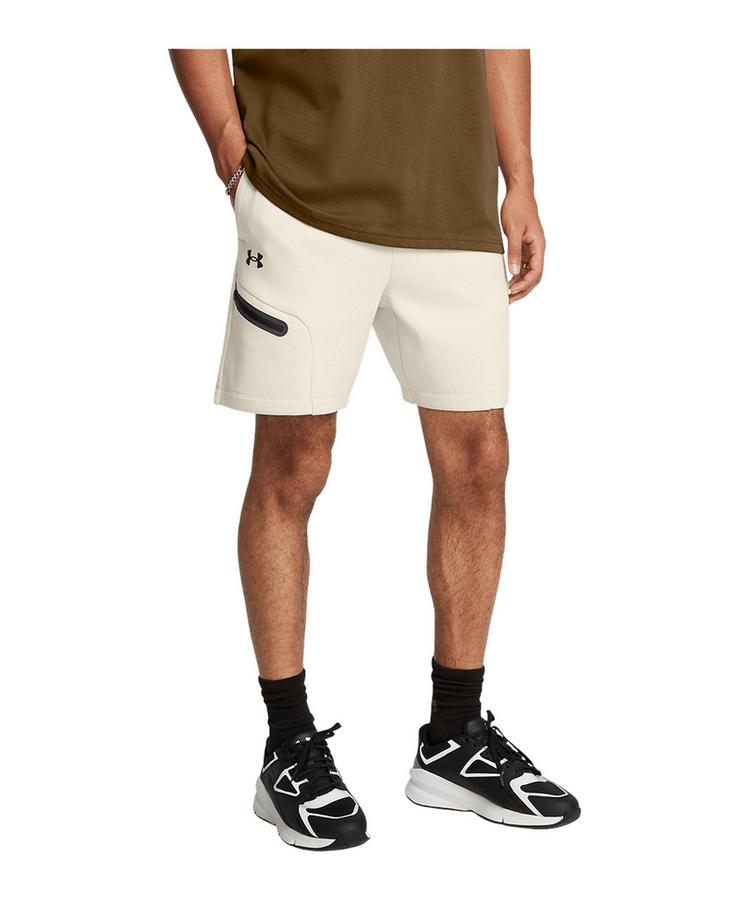 Under Armour Under Armour Unstoppable Fleece Short Wei&szlig; Laufshorts Herren - weissschwarz - 0 | SportScheck