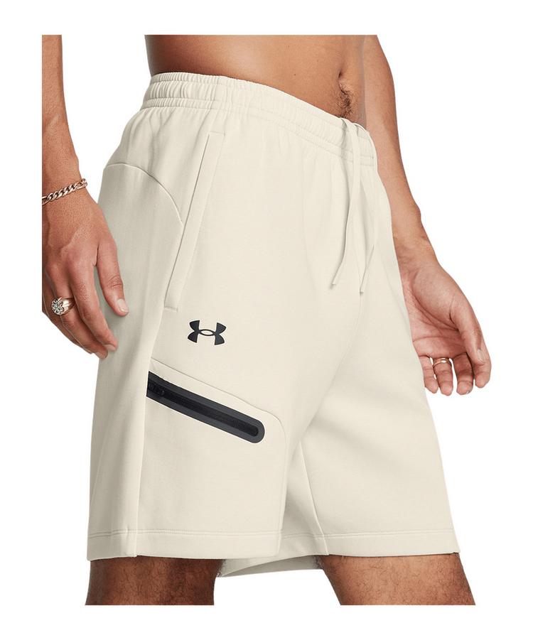 Under Armour Under Armour Unstoppable Fleece Short Wei&szlig; Laufshorts Herren - weissschwarz - 2 | SportScheck