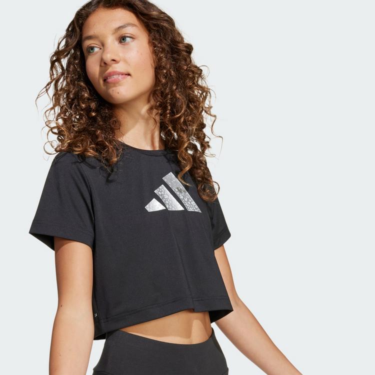 adidas adidas Training Essentials Glam Print T-Shirt T-Shirt Kinder - Black / Silver Metallic - 0 | SportScheck