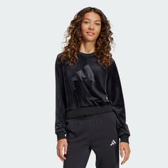 Rückansicht von adidas Girl Holiday Glam bauchfreies Sweatshirt Sweatshirt Kinder Black