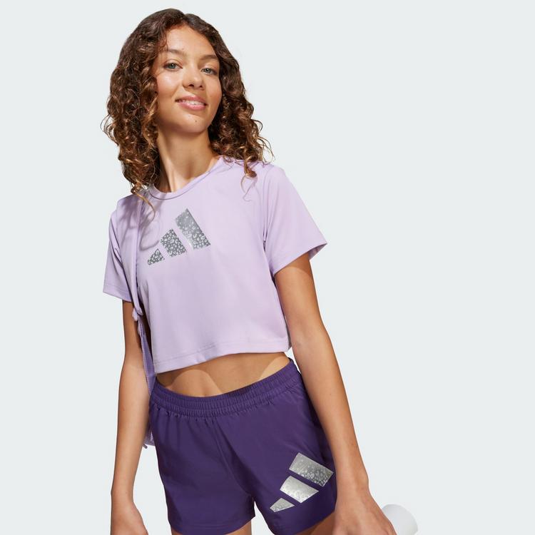 adidas adidas Training Essentials Glam Print T-Shirt T-Shirt Kinder - Powder Plum / Silver Metallic - 0 | SportScheck