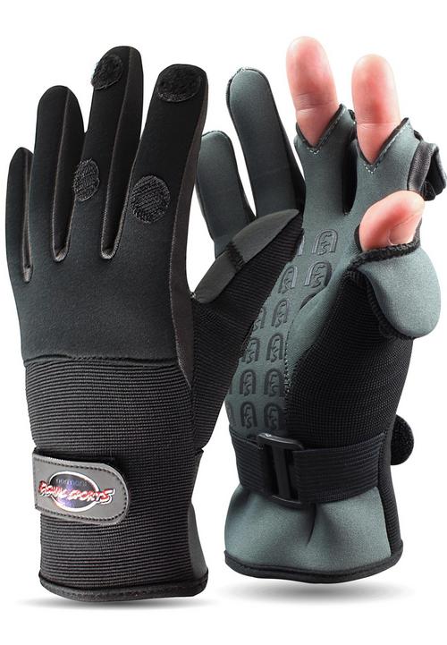 Rückansicht von normani Fishing Sports Catcher Outdoorhandschuhe Schwarz/Grau