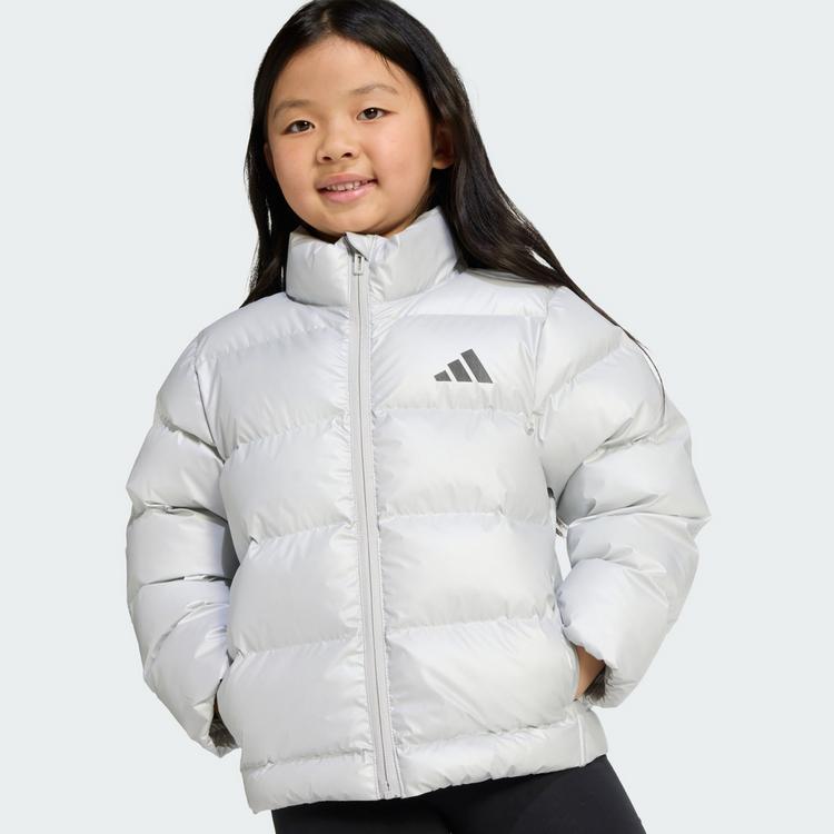 adidas adidas Kunstdaunen Glam Jacke Kinder Daunenjacke Kinder - Silver Metallic / Black Reflective - 0 | SportScheck