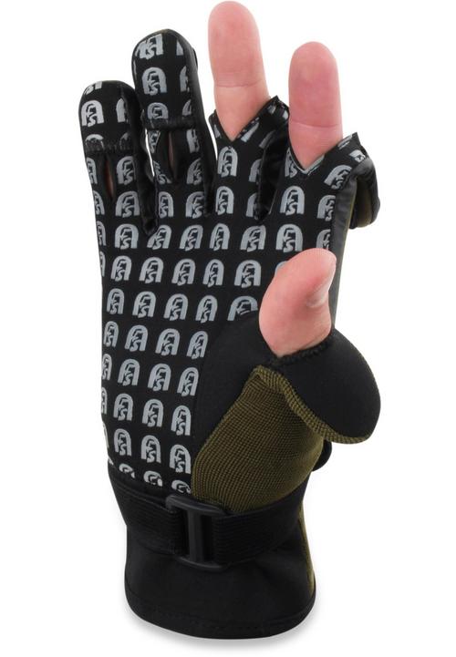 Rückansicht von normani Fishing Sports Selachii Outdoorhandschuhe Oliv