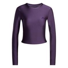 adidas Workout Essentials Longsleeve Hemd Glanz Funktionsshirt Damen Aurora Plum