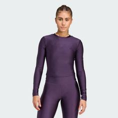 Rückansicht von adidas Workout Essentials Longsleeve Hemd Glanz Funktionsshirt Damen Aurora Plum