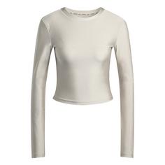 adidas Workout Essentials Longsleeve Hemd Glanz Funktionsshirt Damen Beige