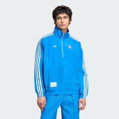 Rückansicht von adidas Real Madrid Terrace Icons Half-Zip Jacke Trainingsanzug Herren Blue Bird / White