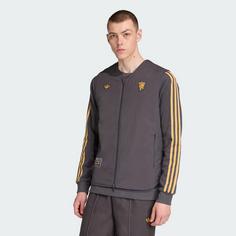 Rückansicht von adidas Manchester United Terrace Icons Weste Outdoorweste Herren Utility Black / Semi Night Flash