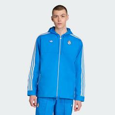Rückansicht von adidas Real Madrid Terrace Icons Parka Trainingsjacke Herren Blue Bird / White