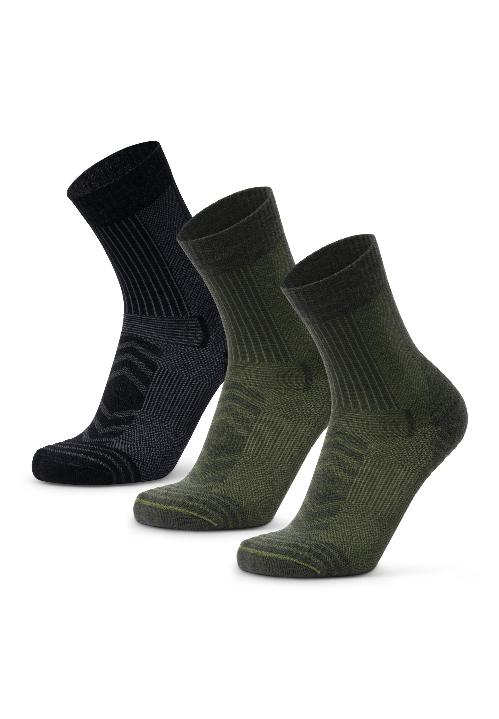 DANISH ENDURANCE Merino Hiking Light Socken - black olive green