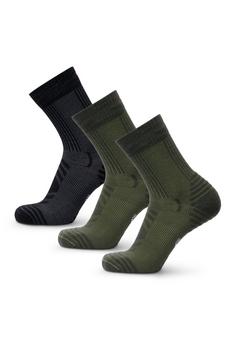 Rückansicht von DANISH ENDURANCE Merino Hiking Light Wandersocken black olive green
