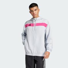 Rückansicht von adidas Tiro 25 Essentials Woven Hoodie Sweatjacke Herren Clear Grey / Real Magenta