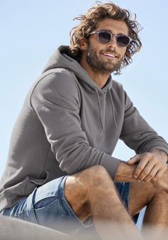 Rückansicht von John Devin Hoodie Hoodie Herren grau