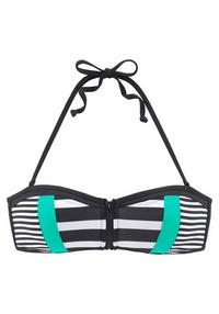 KangaROOS Bandeau-Bikini-Top Bikini Oberteil Damen - schwarz-wei&szlig;