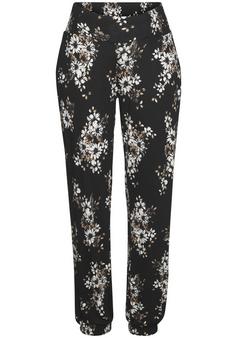 Lascana Strandhose Stoffhose Damen schwarz-creme