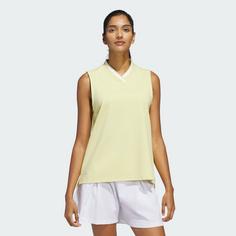 Rückansicht von adidas Go-To Sleeveless Poloshirt Poloshirt Damen Powder Yellow