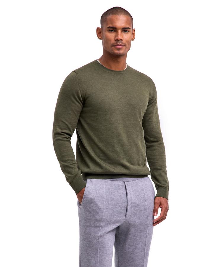 Falke Falke Merino X-Fine Crew Neck Strickpullover Herren - kale (7118) - 0 | SportScheck