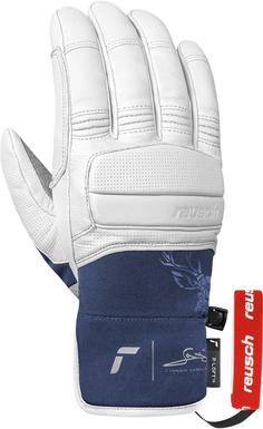 Rückansicht von Reusch Cyprien Sarrazin Outdoorhandschuhe 1027 white/dress blue