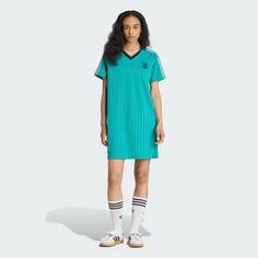 Rückansicht von adidas FC Liverpool Terrace Icons Kleid Laufkleid Damen Sea Green / White