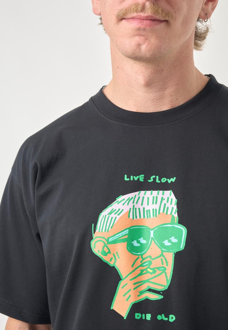 Cleptomanicx Cleptomanicx Classic Tee Live slow die old Printshirt Herren - Black - 0 | SportScheck