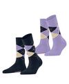 Burlington Everyday Argyle SO 2-Pack Socken Damen - plum (6130)