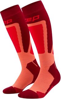 CEP KNEE HIGH SKIING THERMO KOMPRESSION Socken Damen - red/coral