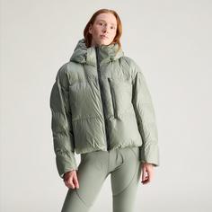 Rückansicht von adidas aSMC SHORT PUF Outdoorjacke Damen Stone Green