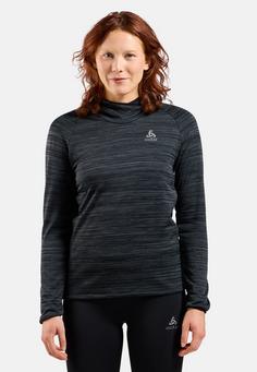 Rückansicht von Odlo Laufhoodie Damen black melange(60008)