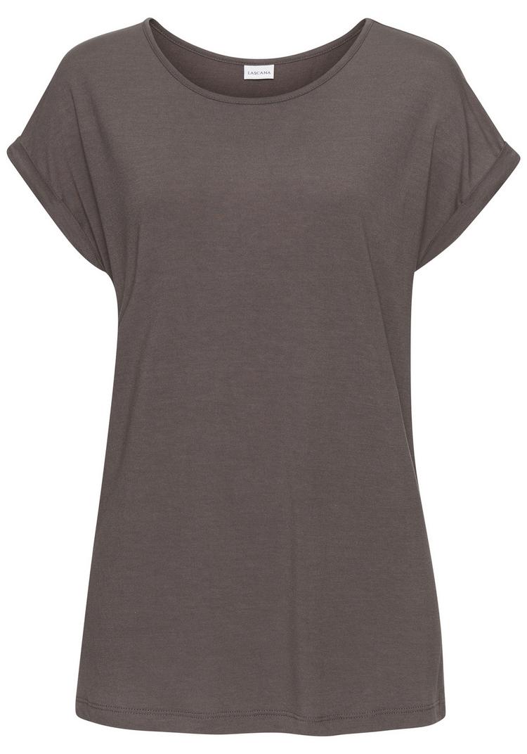 Lascana Lascana Kurzarmshirt T-Shirt Damen - taupe - 0 | SportScheck