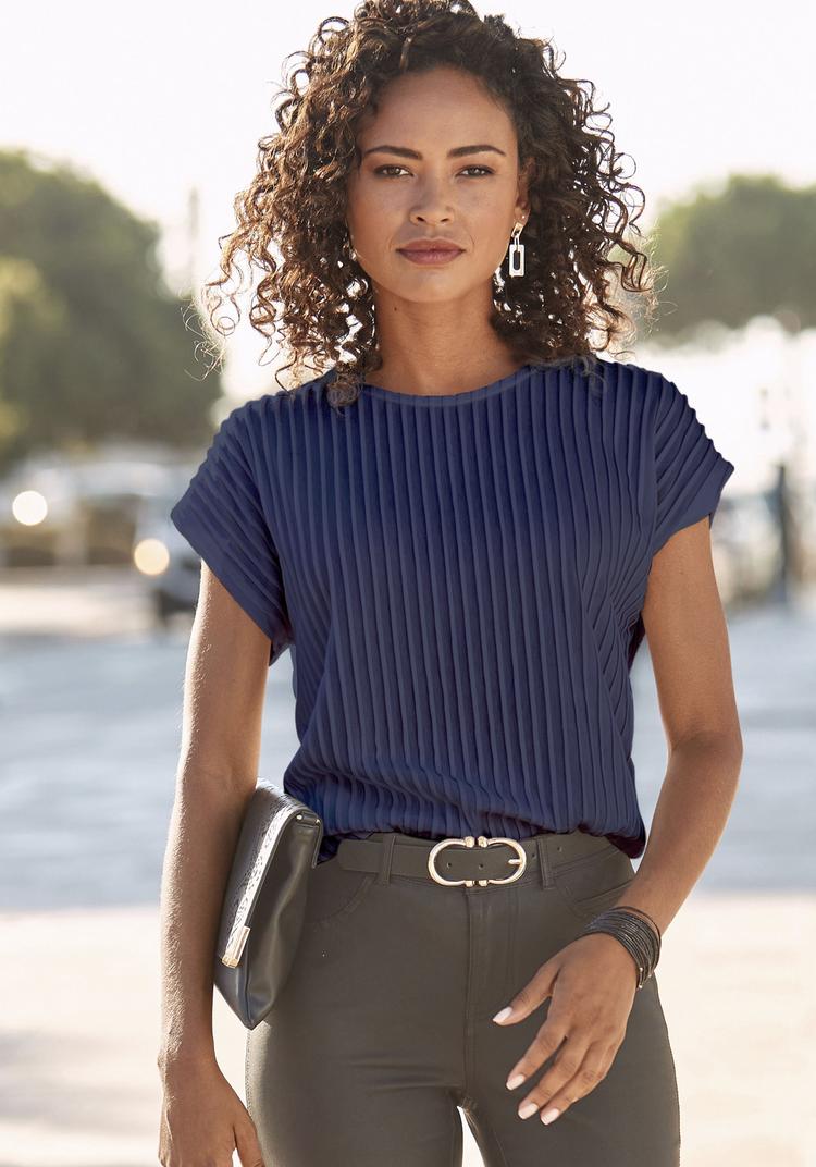 Lascana Lascana Kurzarmshirt T-Shirt Damen - blau - 0 | SportScheck