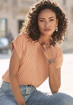 Rückansicht von Lascana Kurzarmshirt T-Shirt Damen peach