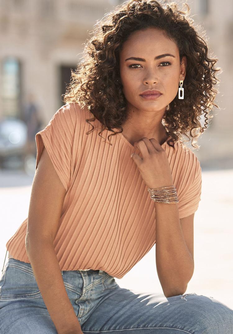 Lascana Lascana Kurzarmshirt T-Shirt Damen - peach - 0 | SportScheck