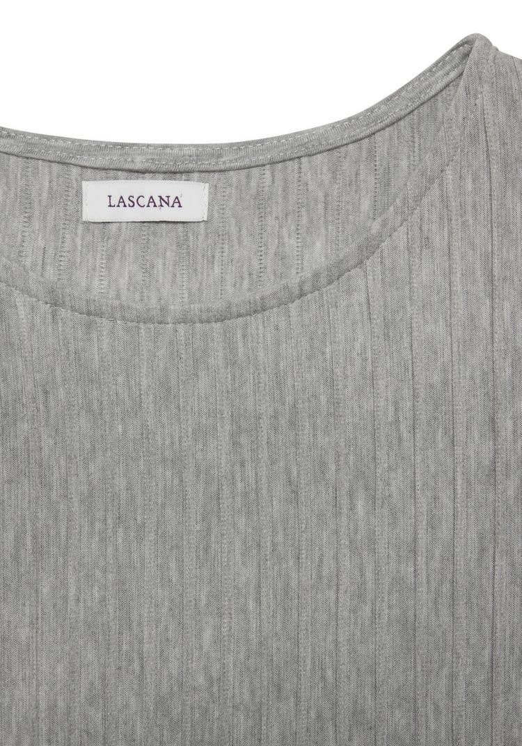 Lascana Lascana Kurzarmshirt T-Shirt Damen - grau meliert - 2 | SportScheck
