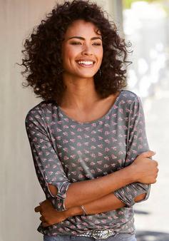 Rückansicht von Lascana 3/4-Arm-Shirt Longshirt Damen dunkelgrau