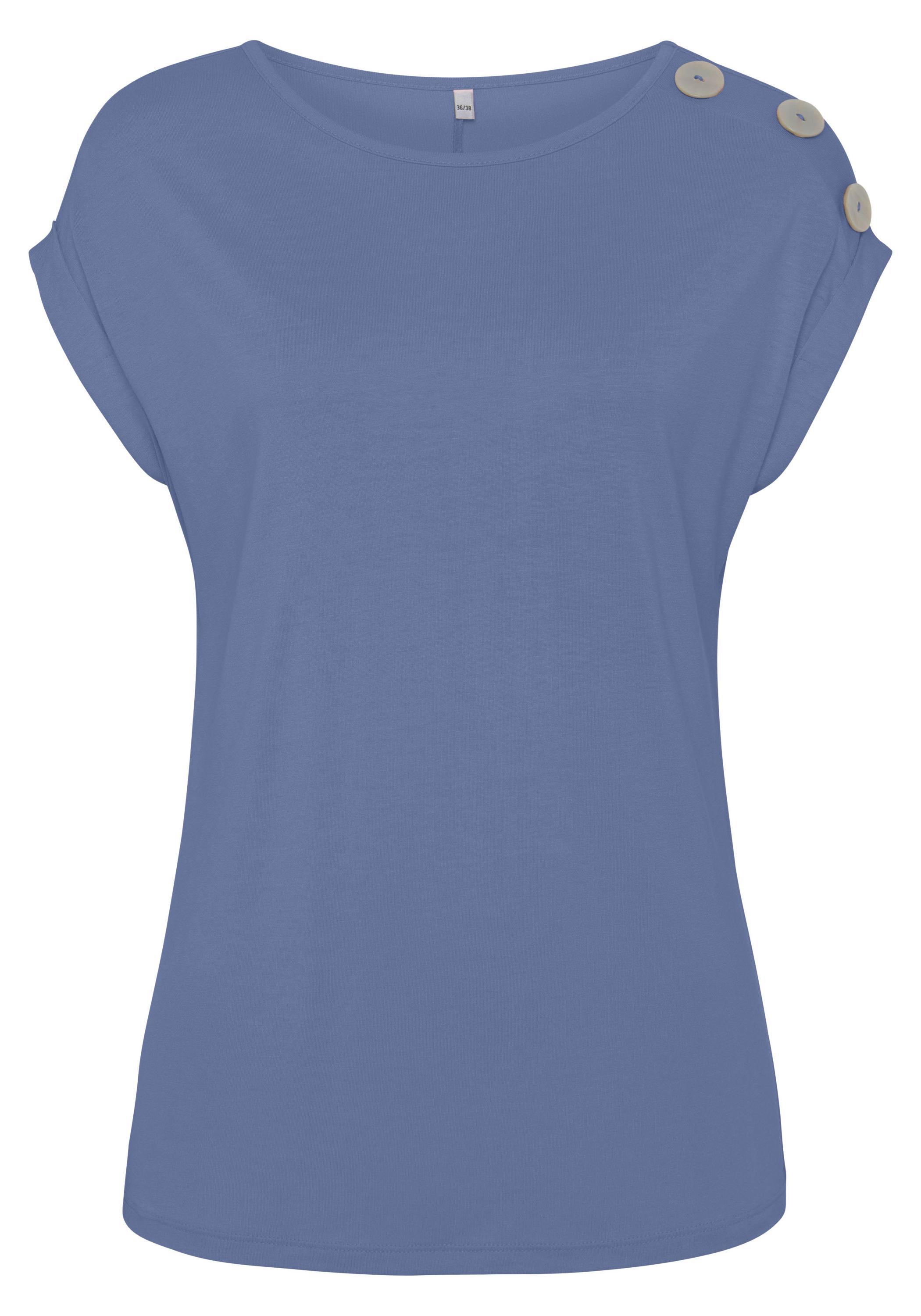 Buffalo Kurzarmshirt T-Shirt Damen - rauchblau