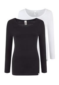 Bench Langarmshirt Langarmshirt Damen - schwarz - wei&szlig;
