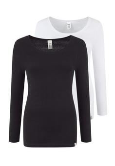 Bench Langarmshirt Langarmshirt Damen schwarz weiß