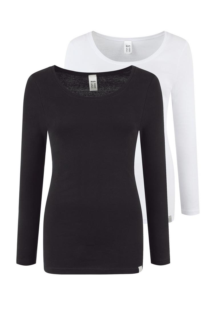 Bench Bench Langarmshirt Langarmshirt Damen - schwarz - wei&szlig; - 0 | SportScheck