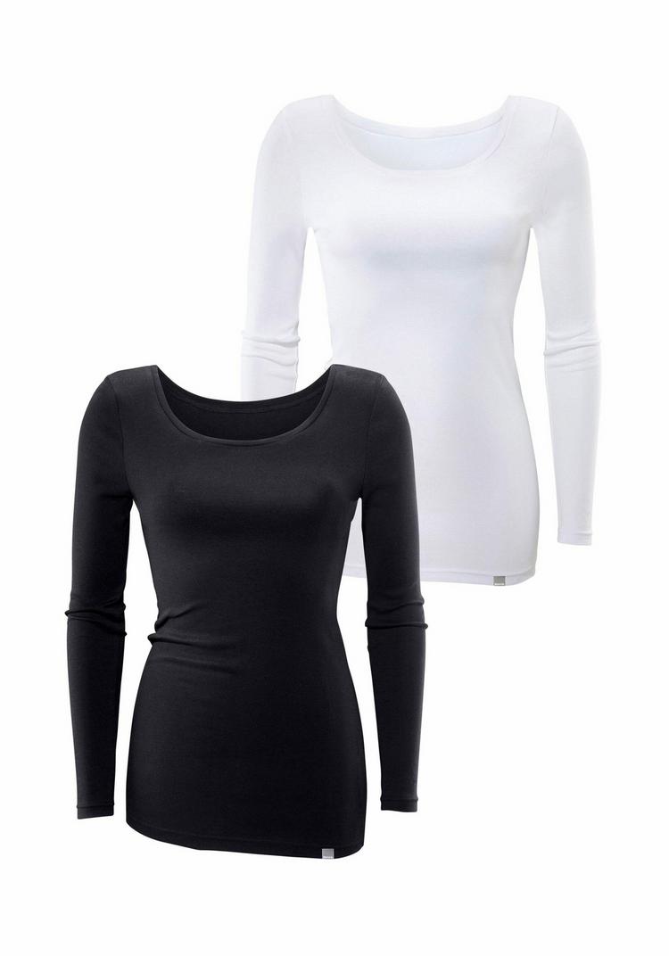 Bench Bench Langarmshirt Langarmshirt Damen - schwarz - wei&szlig; - 3 | SportScheck