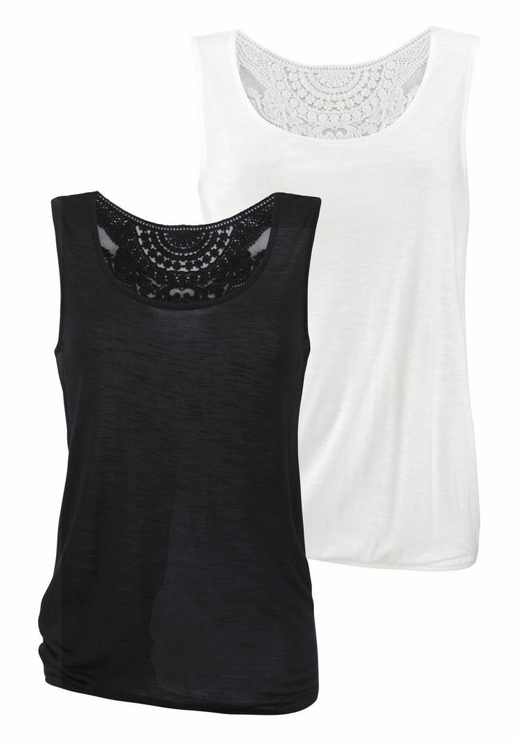 BEACH TIME BEACH TIME Tr&auml;gertop Shirt Doppelpack Damen - schwarz - creme - 0 | SportScheck