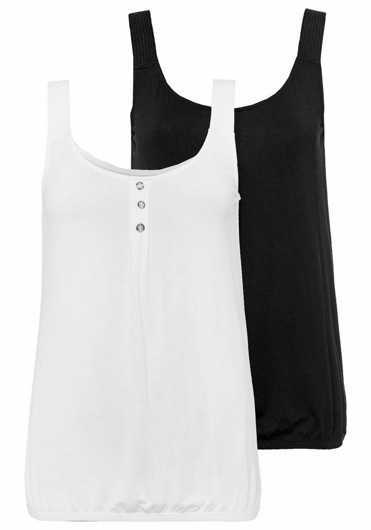 Lascana Lascana Strandtop T-Shirt Damen - creme - schwarz - 0 | SportScheck