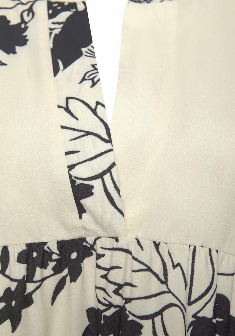 Lascana Lascana Blusenkleid Kurzarmkleid Damen - creme-schwarz - 0 | SportScheck