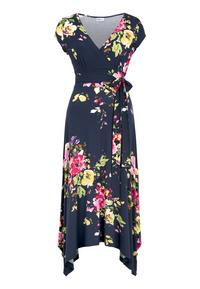 BEACH TIME Sommerkleid Tr&auml;gerkleid Damen - marine-bedruckt