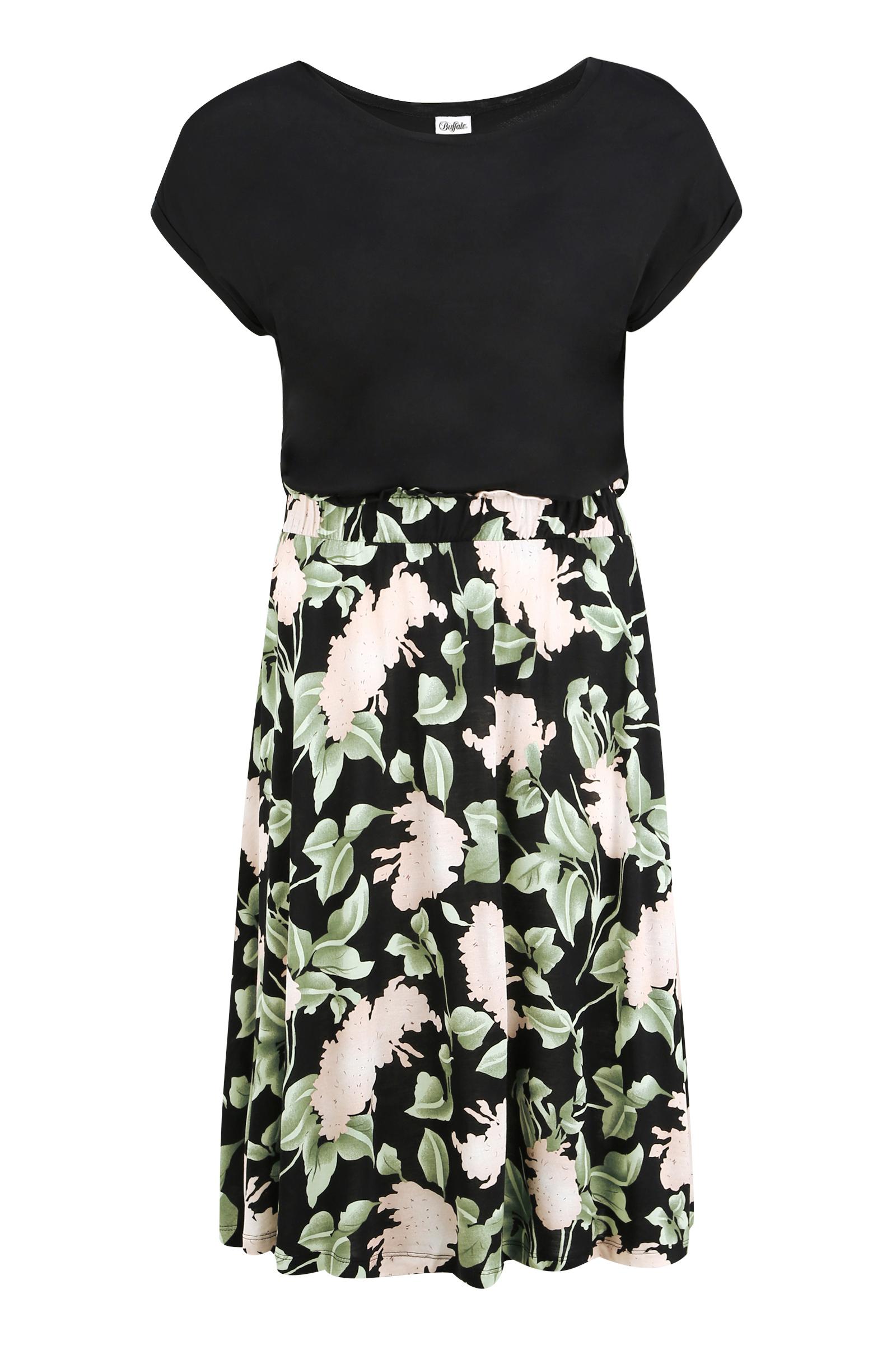 Buffalo Jerseykleid Jerseykleid Damen - schwarz-rosa-bedruckt