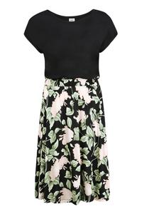 Buffalo Jerseykleid Jerseykleid Damen - schwarz-rosa-bedruckt