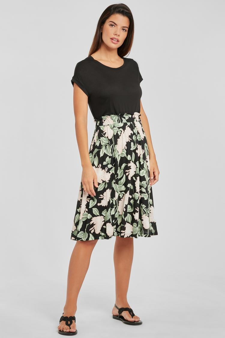 Buffalo Buffalo Jerseykleid Jerseykleid Damen - schwarz-rosa-bedruckt - 1 | SportScheck