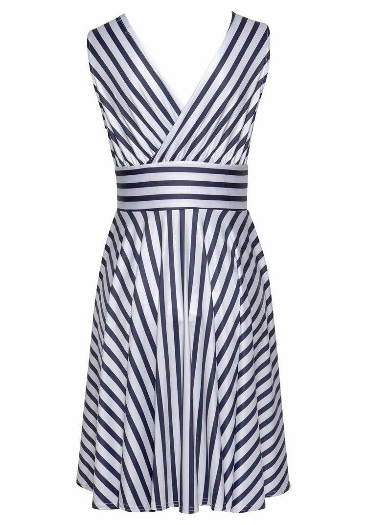 Lascana Lascana Sommerkleid Tr&auml;gerkleid Damen - marine-wei&szlig;-gestreift - 0 | SportScheck