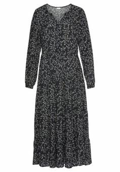 Lascana Maxikleid Maxikleid Damen schwarz-creme-bedruckt