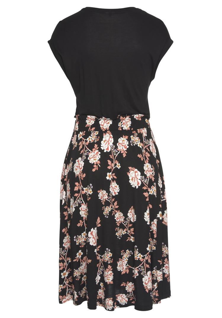 Lascana Lascana Jerseykleid Jerseykleid Damen - schwarz-orange-bedruckt - 0 | SportScheck